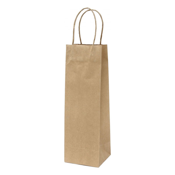 VREĆICA ZA BOCU 14x39x8 cm NATRON U BOJI - Vrećica za bocu - natur smeđa