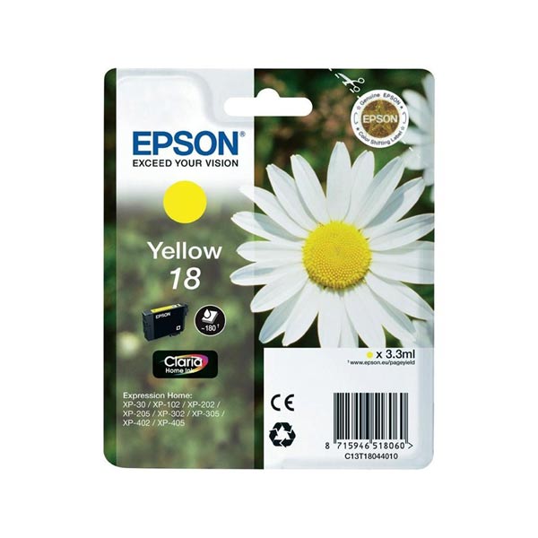 INK JET TINTA EPSON T1802/1803/1804 C/M/Y ORIGINAL - Yellow T1804