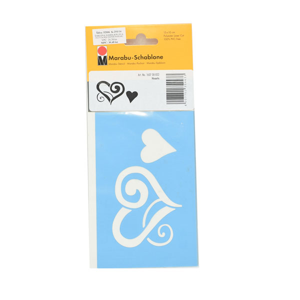ŠABLONA SAMOLJEPIVA 1/1 10x15 cm MARABU - Šablona Marabu-srce