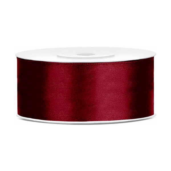 UKRASNA TRAKA SATENSKA 25 mm x 25 met.  - Ukrasna traka satenska deep red