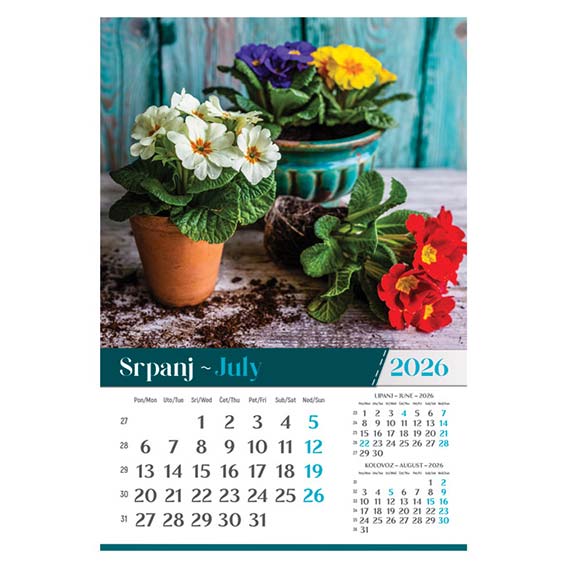 KALENDAR "VRTOVI" 13 LISTOVA SPIRALNI UVEZ