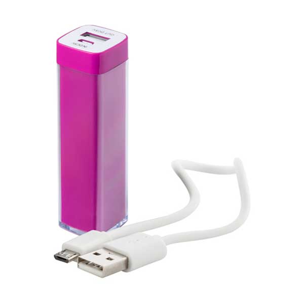 PUNJAČ USB (POWER BANK) 2000 mAh+KABEL "SIROUK" - Power bank-roza