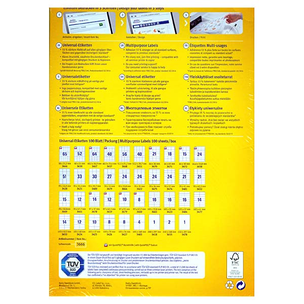 ETIKETE A-4 LASER / INK JET BIJELE ZWECKFORM 100/1