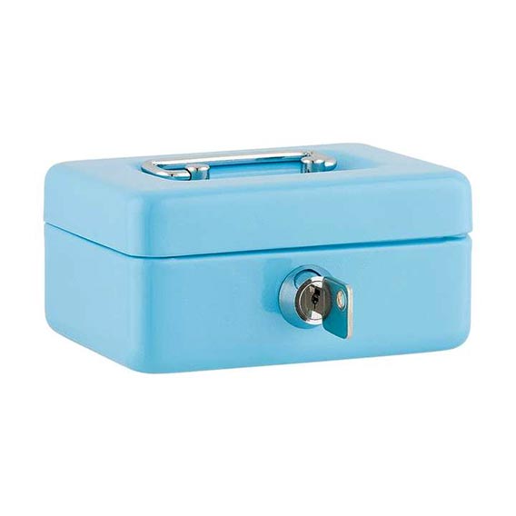 KASA RUČNA METALNA 12,5x9,5x6,2cm S KLJUČEM - s. plava