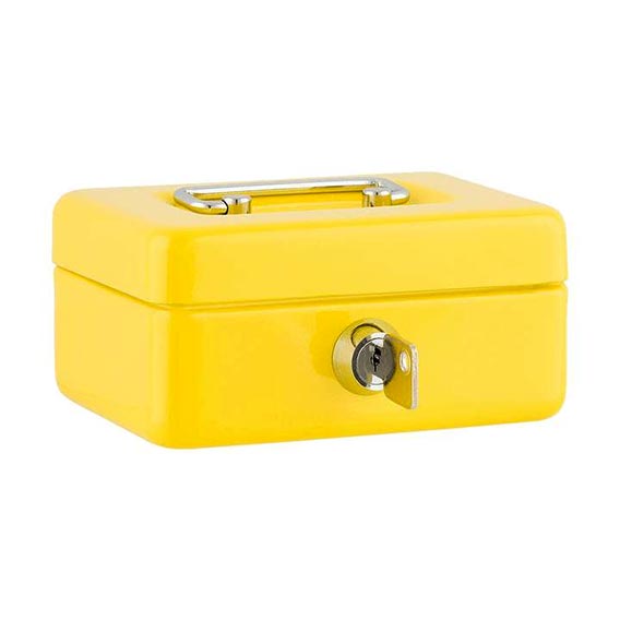 KASA RUČNA METALNA 12,5x9,5x6,2cm S KLJUČEM - žuta