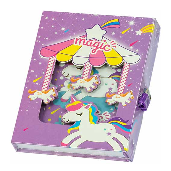 DNEVNIK UKRASNI 14X20cm MAGIC UNICORN S LOKOTOM - Magic unicorn - ljubičasti