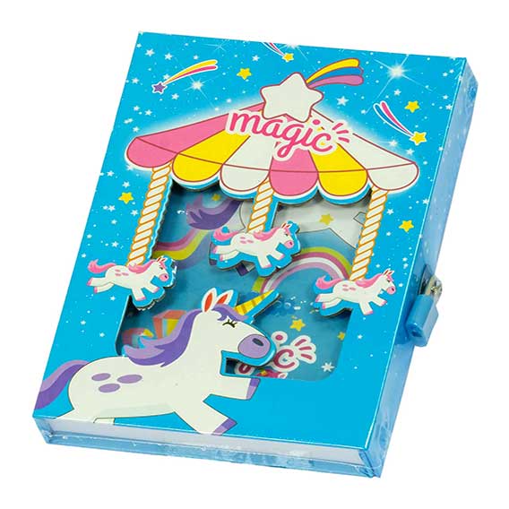 DNEVNIK UKRASNI 14X20cm MAGIC UNICORN S LOKOTOM - Magic unicorn - plavi
