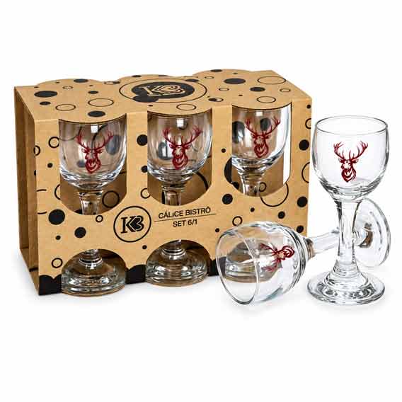 ČAŠICE BISTRO 60 ml. S TISKOM U POKLON KUTIJI 6/1 - Lovački motiv