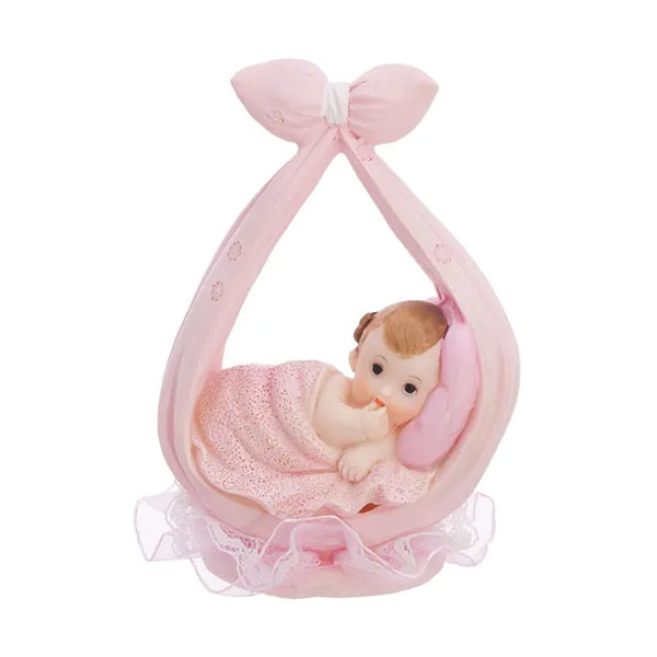 Figura za tortu beba u šalu pink