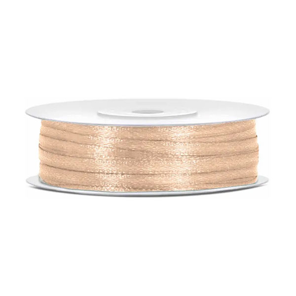 UKRASNA TRAKA SATENSKA 3 mm x 50 met. PARTYDECO - Ukrasna traka satenska cream
