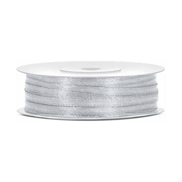 UKRASNA TRAKA SATENSKA 3 mm x 50 met. PARTYDECO - Ukrasna traka satenska silver