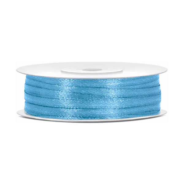 UKRASNA TRAKA SATENSKA 3 mm x 50 met. PARTYDECO - Ukrasna traka satenska sky blue
