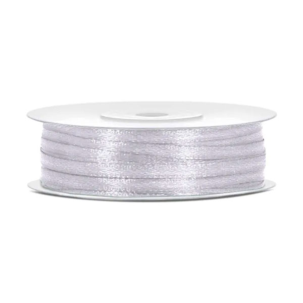 UKRASNA TRAKA SATENSKA 3 mm x 50 met. PARTYDECO - Ukrasna traka satenska white
