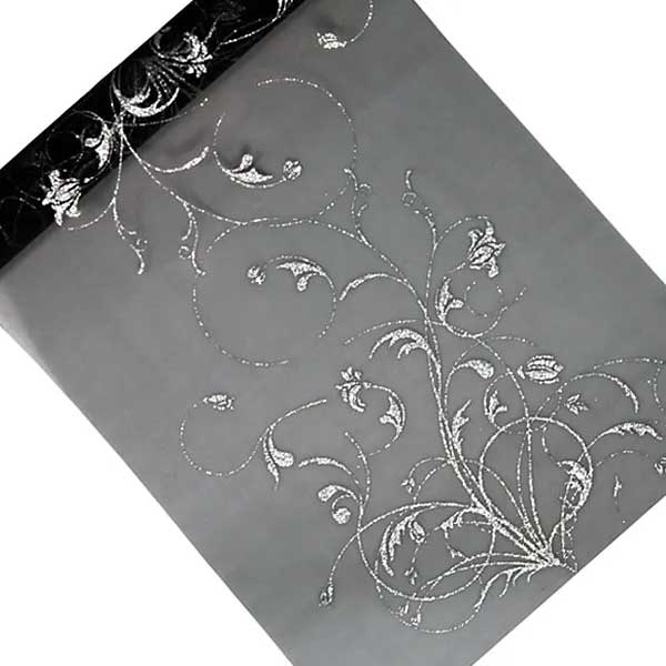 UKRASNA DEKORACIJA 36cm x 9 met. ORGANZA PRINTED - Ukrasna dekoracija black