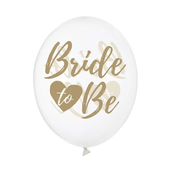 BALONI "BRIDE TO BE" 6/1 fi 30 cm CRYSTAL CLEAR - Baloni bride to be crystal clear gold