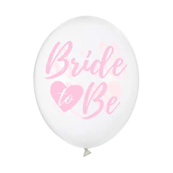 BALONI "BRIDE TO BE" 6/1 fi 30 cm CRYSTAL CLEAR - Baloni bride to be crystal clear pink