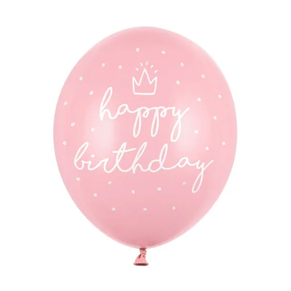 BALONI "HAPPY BIRTHDAY" PLAVI/ROZA 1/1 fi 30cm - Baloni happy birthday roza