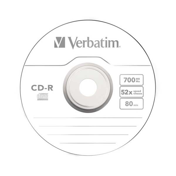 CD-R 80 min. 52x 1/1 SPINDLE VERBATIM
