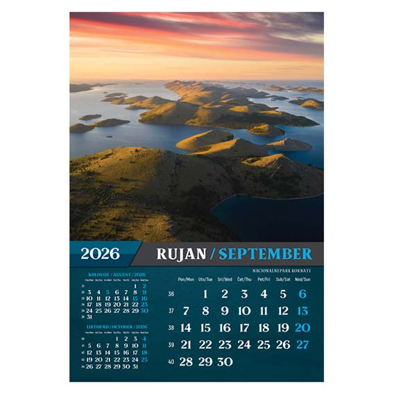 KALENDAR "NACIONALNI PARKOVI" 13 LISTOVA SPIRALNI UVEZ
