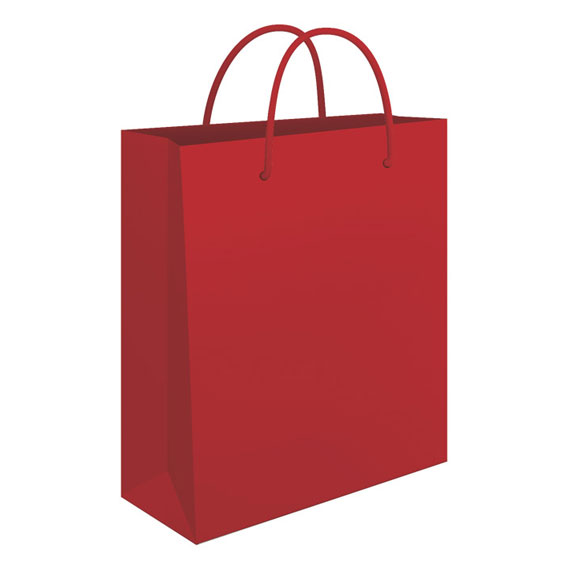 VREĆICA UKRASNA 34x39 cm JEDNOBOJNA PLAST. SJAJNA - Crvena