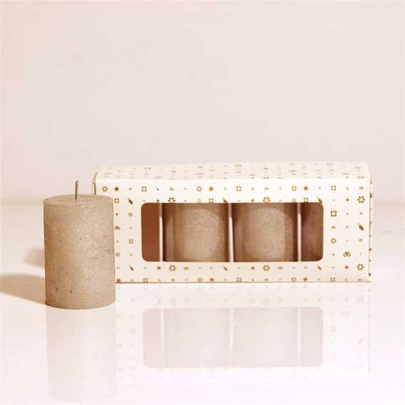 SVIJEĆE ADVENTSKE fi 5x7,5 cm 4/1 METALIK DP - Adventske svijeće svijetlo roza