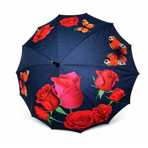 KIŠOBRAN SA ZAOBLJENOM DRŠKOM DUPLO PLATNO-RUŽE - Kišobran duplo platno ruže