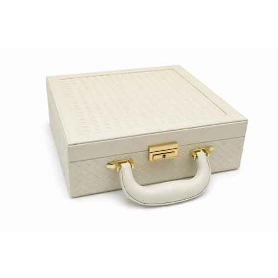 KUTIJA ZA NAKIT S RUČKOM 26x26x9cm AL-006 - Kutija za nakit bijela