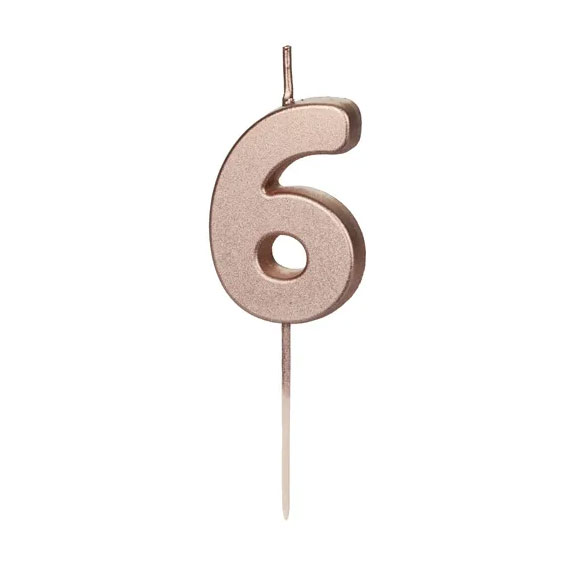 SVJEĆICA ROĐENDANSKA BROJEVI "0-9" 4.5cm ZLATNA - Svjećica rođendanska broj 6