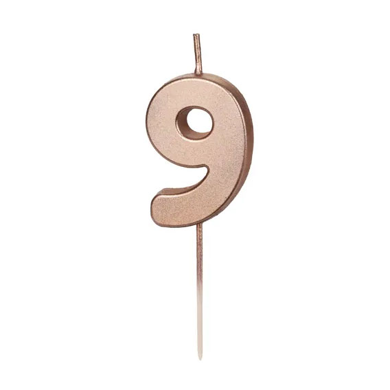SVJEĆICA ROĐENDANSKA BROJEVI "0-9" 4.5cm ZLATNA - Svjećica rođendanska broj 9